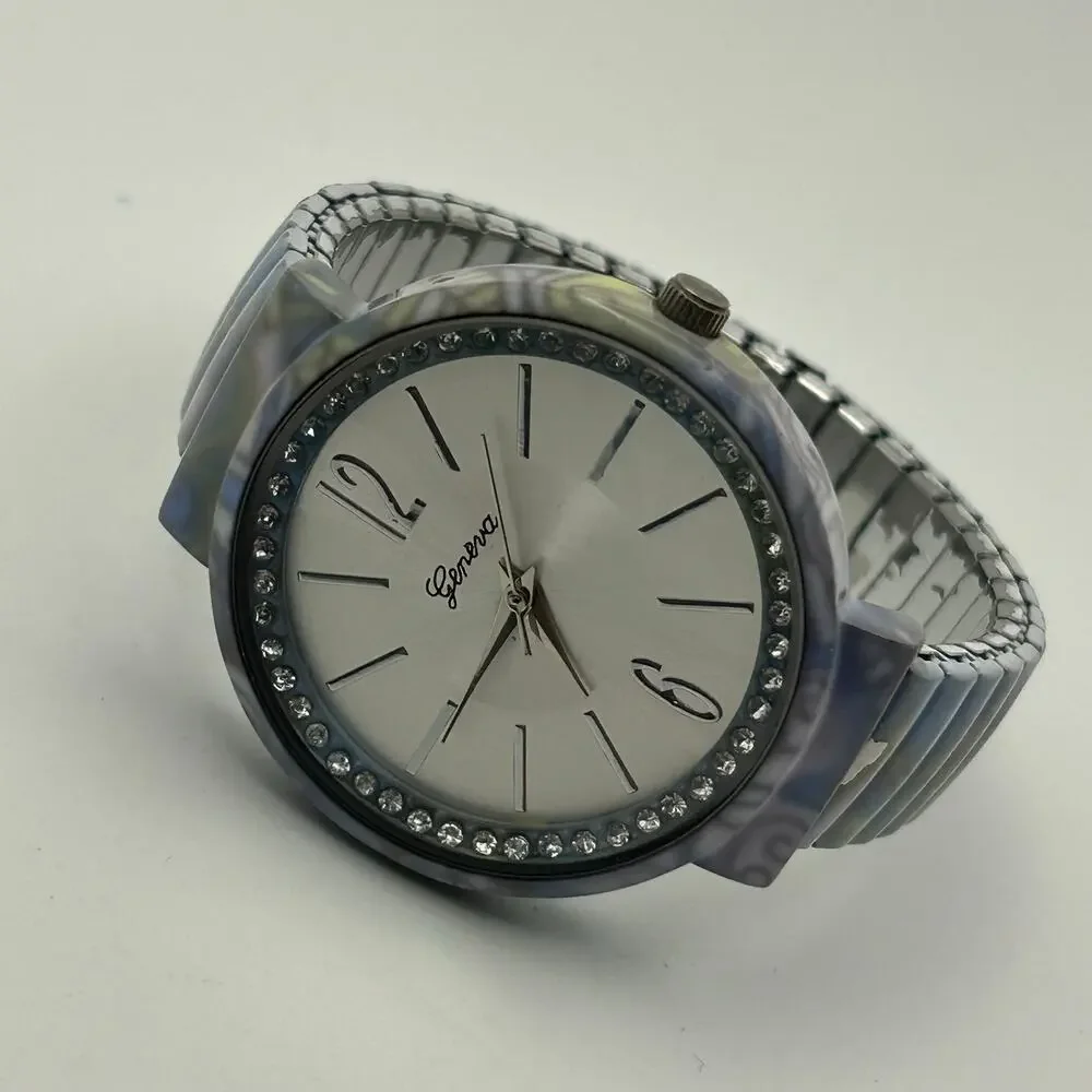 Geneva Pastel Iridescent Watch with Crystal-accented Bezel Working New Battery